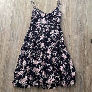 Lulu's Romantic Floral Side Slit Dress Boho Back Zip Small